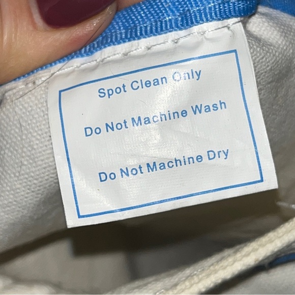 Barnes and Noble BLUE Stripe Canvas book BAG BEACH TOTE. yellow STAR, 19” X 13” - Picture 10 of 15